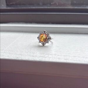 Elegant Silver and Orange Gemstone Ring